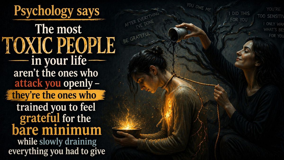 Psychology says the most toxic people in your life aren’t the ones who attack you openly – they’re the ones who trained you to feel grateful for the bare minimum while slowly draining everything you had to give